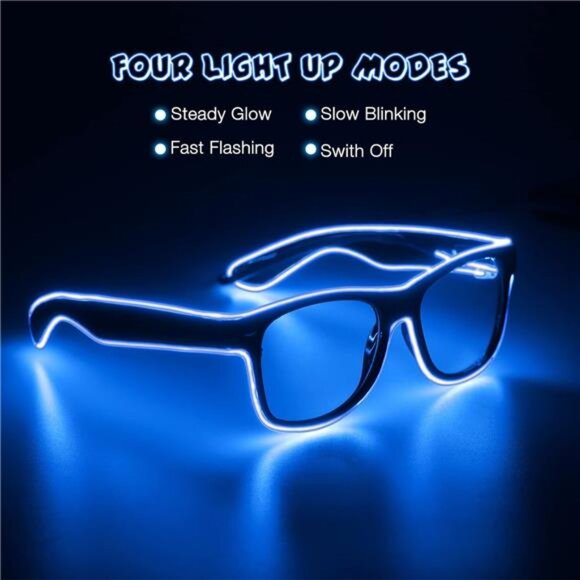 Light up Wire Neon Rave Glasses Glow Flashing LED Sunglasses Costumes for Party - Picture 5 of 8